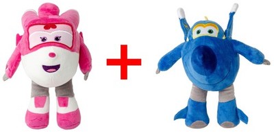 Super Wings Plüschfiguren Dizzy + Jerome Kuschelfiguren Geschenk-Set Fanartikel