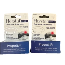 Herstat Plus+ with Propolis Cold Sore Treatment .07oz- 2 Pack!