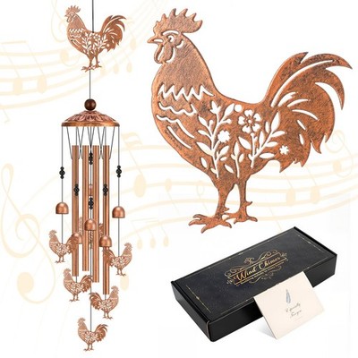 Chicken Wind Chimes for outside Metal Windchimes Rooster Gifts for Women Men Gar