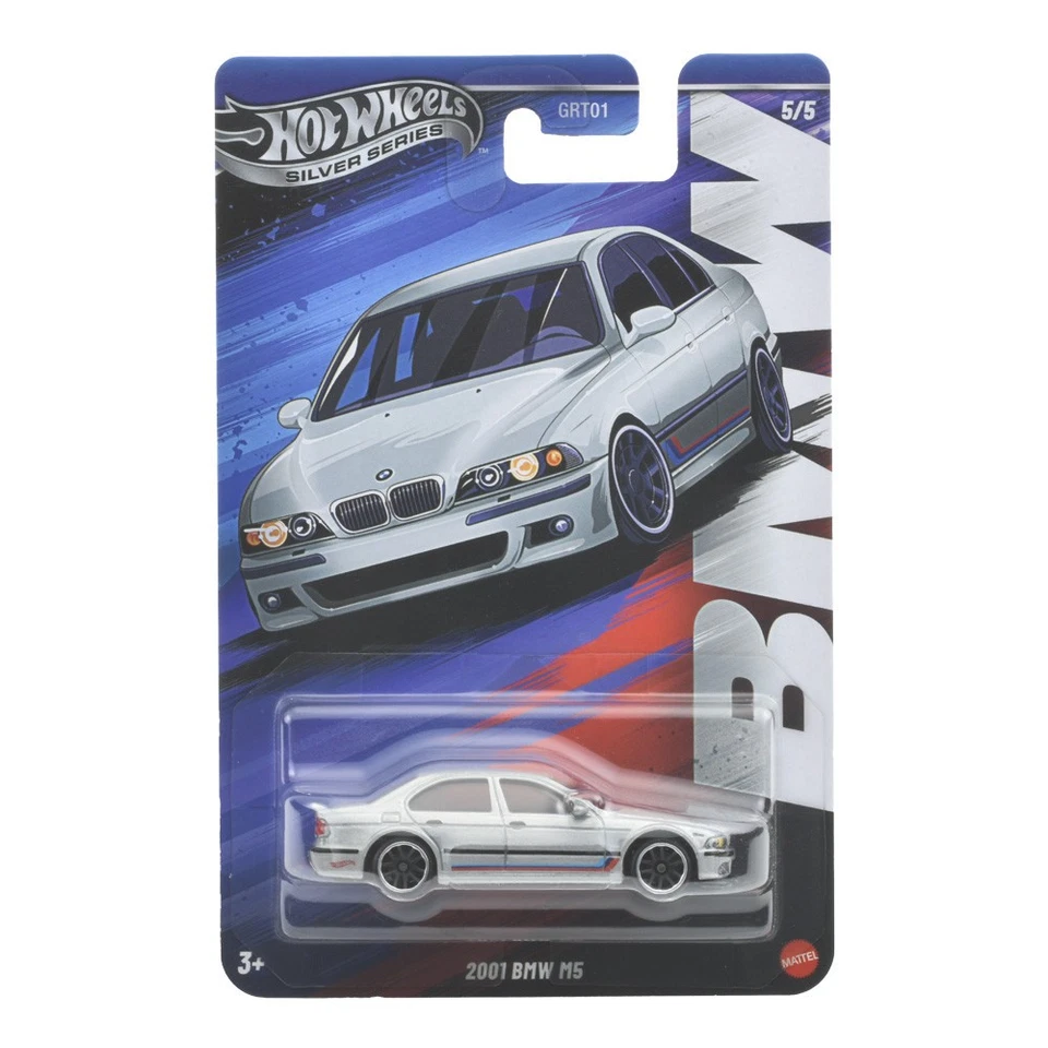 2001 BMW M5 E39 Sedan Silver Hot Wheels Silver Series 2025 JBY58 1:64 Toy Car - Image 3 of 3