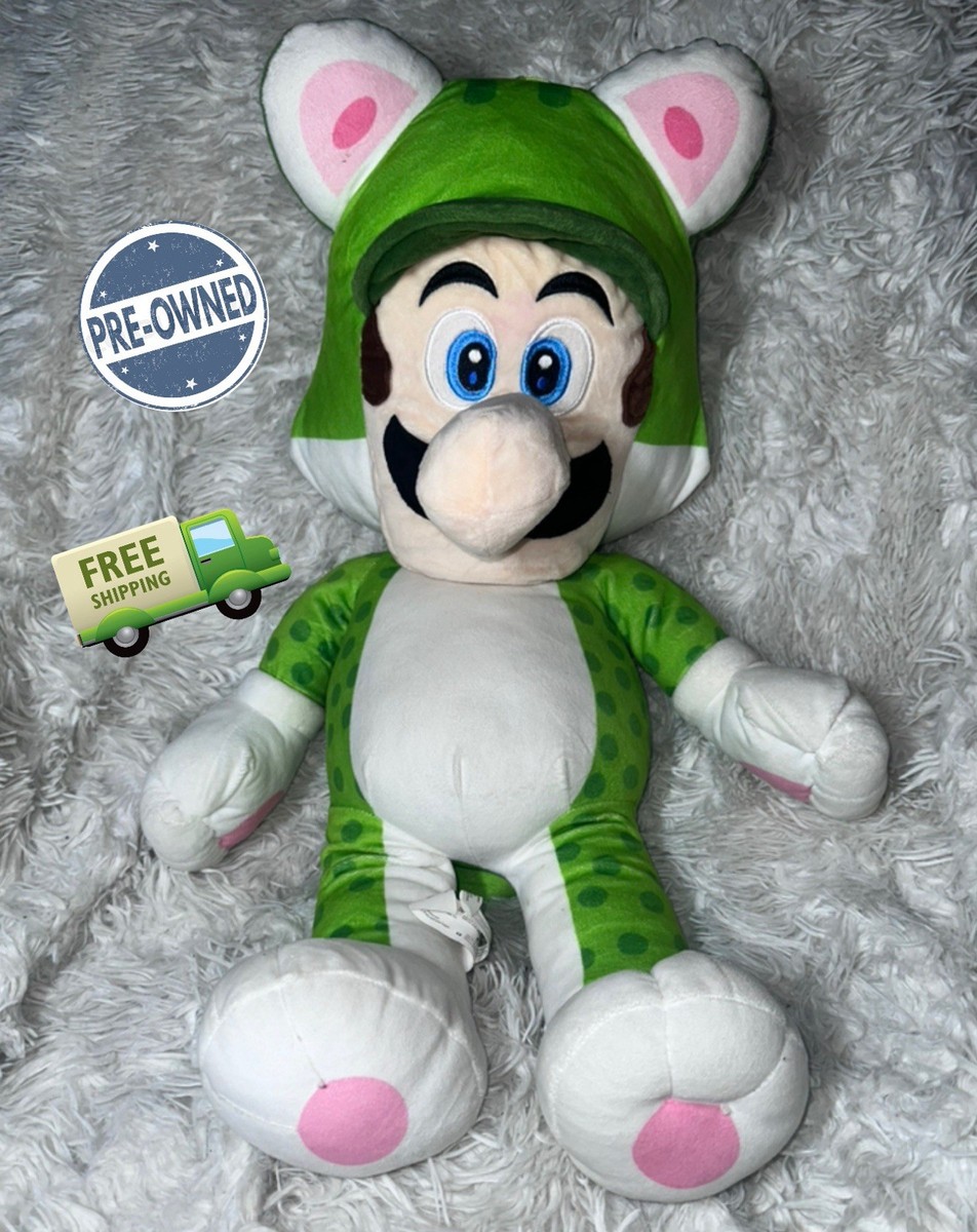 Super Mario Luigi Cat Suit Giant 24” Soft Plush Toy Green Collectible  Nintendo