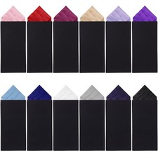 12 Pcs Pocket Squares for Men Polyester Pre Folded Suit Pocket Handkerchief on
