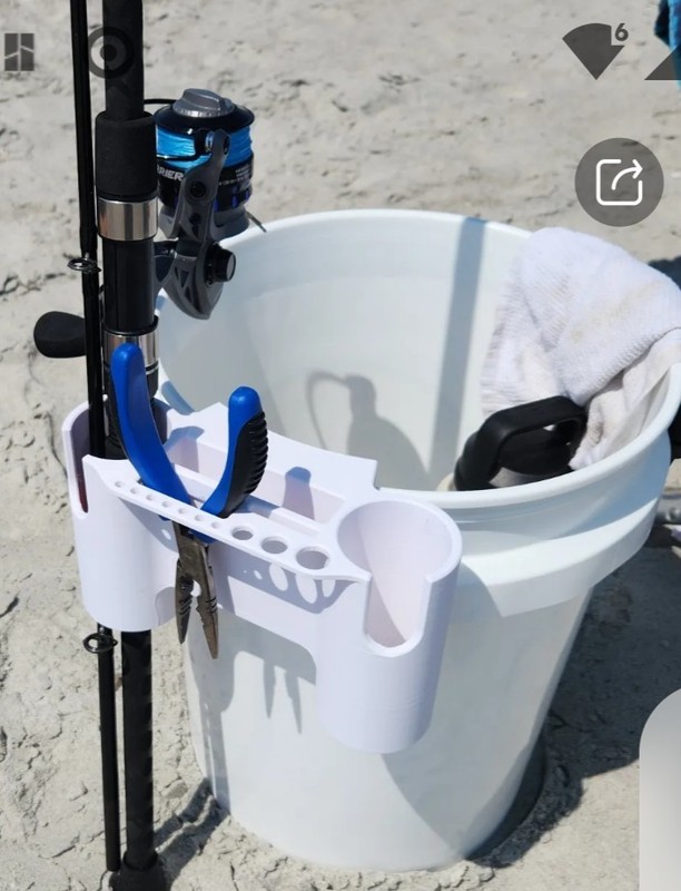 Fishing Rod and Cup Holder Mount for 5 Gallon Bucket Fishing Gear