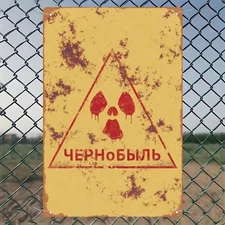 Vintage Chernobyl Radiation Warning Metal Sign Wall Decor for Man Cave Garage