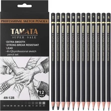 RVOGJP TAMATA Professional Drawing Sketching Pencil Set - 12 Pieces Art Graphite