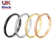 Jewelry Stackable Punk Plain Band Finger Knuckle 2MM Thin Ring Stainless Steel