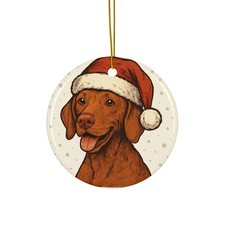 Vizsla Pointer Dog Ceramic Christmas Ornament, 4 Shapes