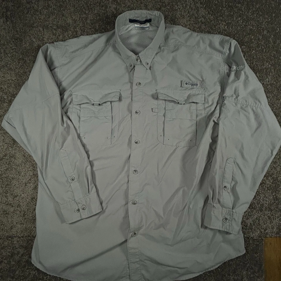 Camisa de pesca Columbia PFG Bahama manga larga gris para hombre XL ventilada secado rápido Foto 2 de 4
