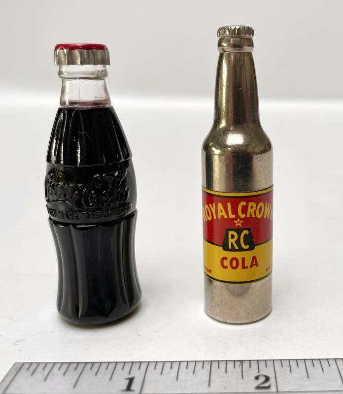 Vintage 1950s SODA POP Advertising BOTTLE LIGHTER Kemco Coca Cola RC Royal Crown