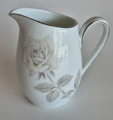 Noritake ''Melrose'' 6002 Milchkännchen   Porzellan Japan   Silberrand & Rose
