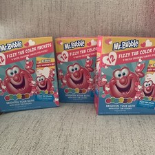 Lot 3 Mr. Bubble Fizzy Tub Color 12 Packets Each 36 Total Classroom Valentines