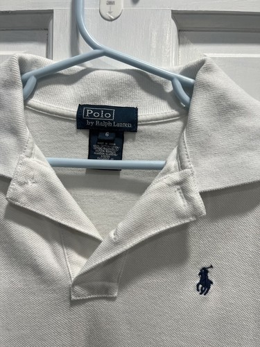 LOT Of 2 POLO & NAUTICA Shirts White Polo & White Blue Button Up SIZE 6 PreLoved - Picture 12 of 18