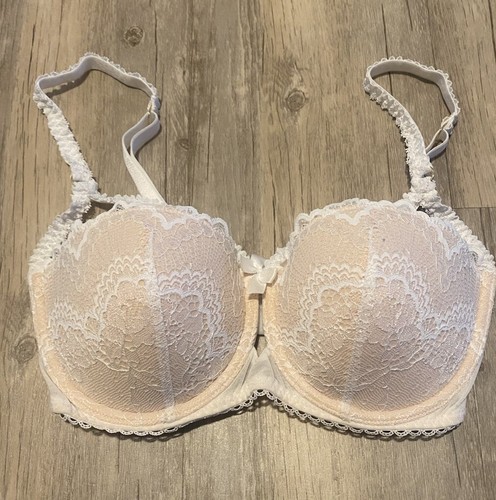 Adore Me 32DD Push-Up White And Nude Lace Sexy Bra