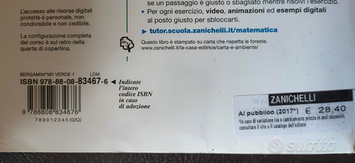 MATEMATICA MULTIMEDIALE VERDE – VOLUME 1 ISBN: 9788808834676 - Foto 2 di 2