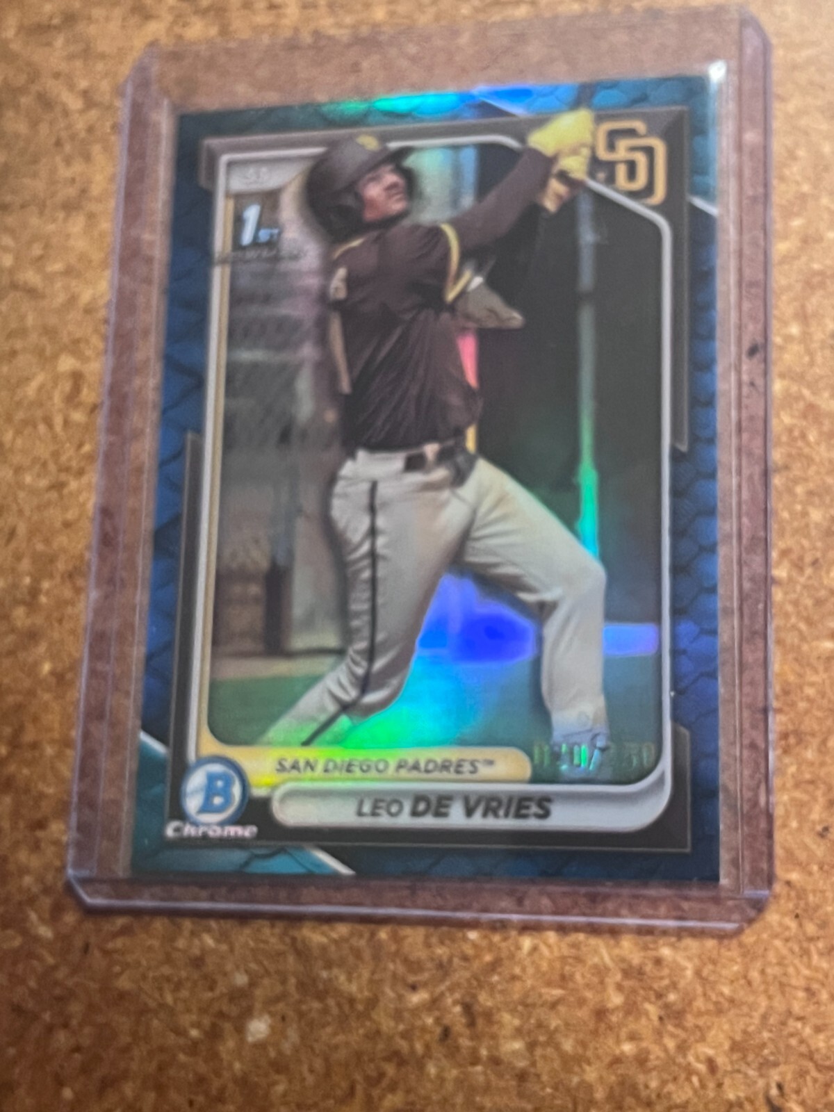2024 Bowman Chrome Blue Reptilian Refractor # BCP-179 Leo De Vries 020/150