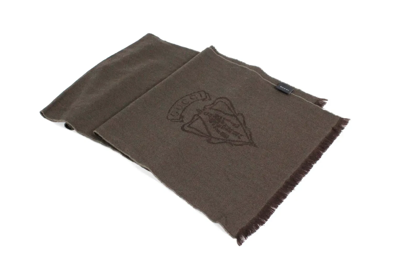 Foulard en laine tricoté pied de poule logo Gucci Hysteria