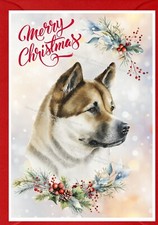 Akita Dog Christmas Card A6 (4"x 6")  (Blank inside) Design by Starprint