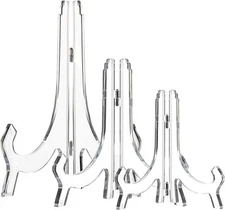 3 Pieces 4.5/7/9.8 Inch Clear Acrylic Easels Display Stands Plate Stands Hold...