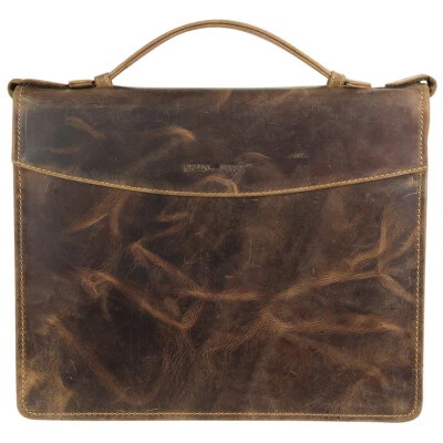 Greenburry Vintage Aktenmappe A4 Henkel Collegemappe Schreibmappe Leder 1746-25