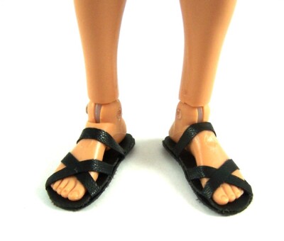 1:6 Elite Brigade Sandals, Black Leather for 12'' GI Joe Action Man EU-99T