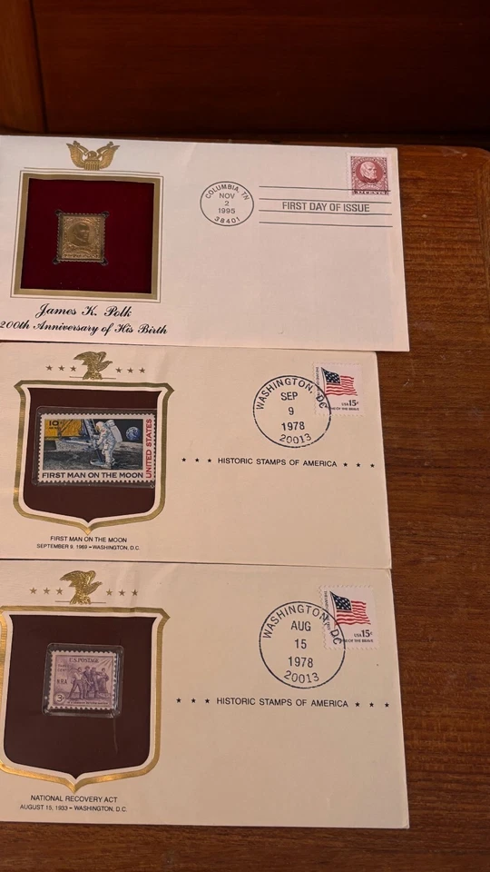7 Vintag gold replica and 9 Historic first day cover stamps - Image 3 of 4