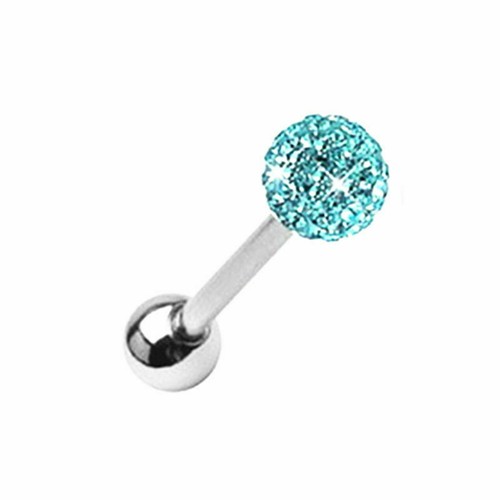 14g Mode Körper Chirurgie Stahl Zunge, Lippe Kristall Kugelstange Ohrstecker Piercing - Bild 16 von 16