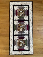New! Vintage Custom Quilted Table Runner 20 in x 48 in Wine Bottles Country