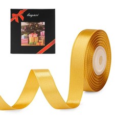 25-Yard Roll 5/8-inch Yellow Gold Double Faced Satin Ribbon for Crafts