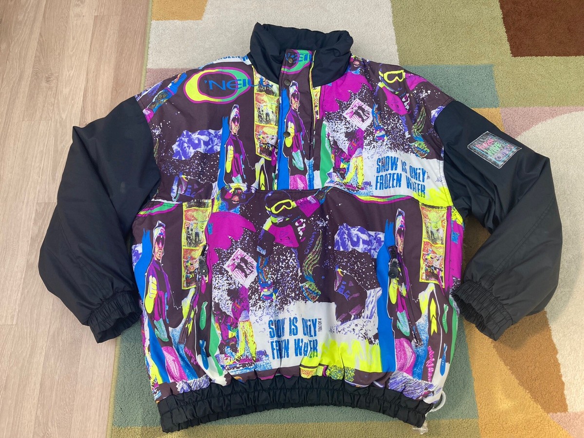 Retro Ski JACKET O'NEILL FROZEN WAVE CULT Vintage 80's 90's Neon