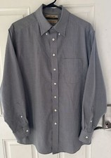 Roundtree Yorke Shirt Mens 16 33 Gold Label No Iron EZ Wash Black Wh Button Up