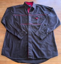 WRANGLER COWBOY WESTERN Shirts Button Up Mens Medium M Black w/Red Accents L/S