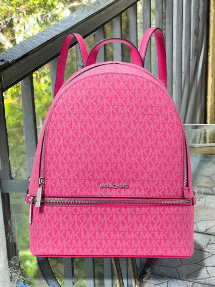 Michael Kors Medium Rhea Zip Backpack - Dragonfruit Michael Kors Rhea Women Medium Zip Backpack + Double Zip  main image 3