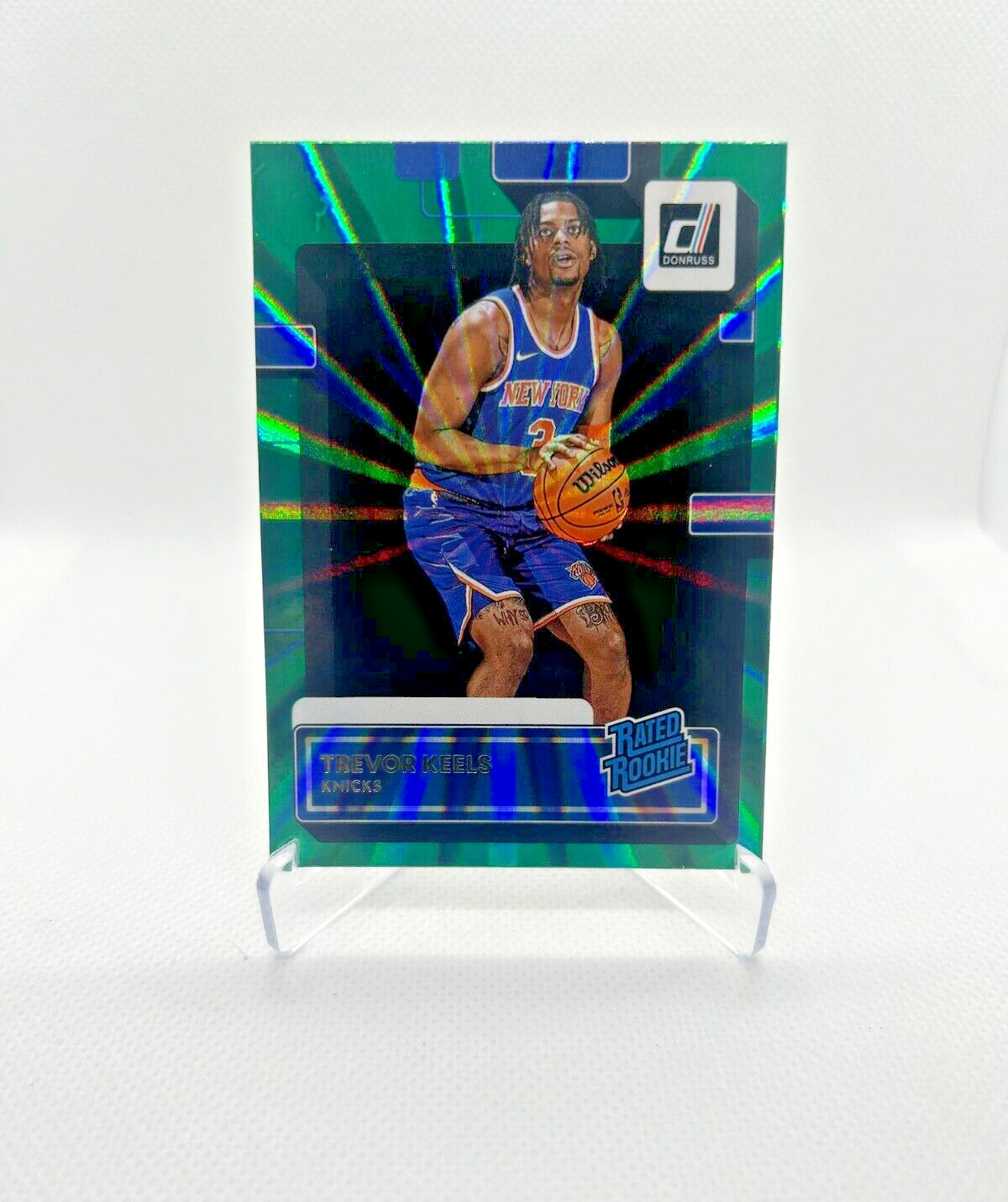 Trevor Keels RC - 2022-23 Donruss Holo Green Laser #239 - NY Knicks