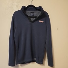 Vineyard Vines Mens Snap Placket Sherpa Pullover Blue S