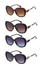 VG Women's Classy Large Round Frame Rhinestone Sunglasses  Pouch