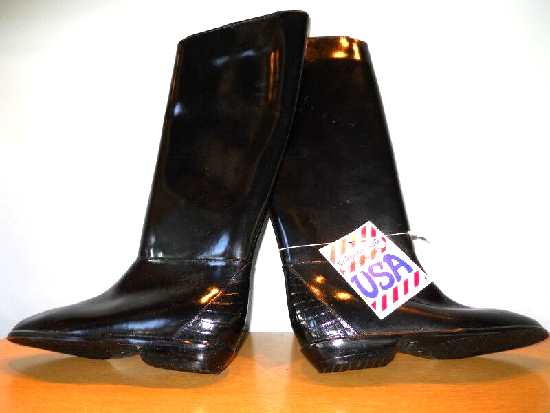 Nos Vintage 1960s 70s Black Boots Tall 