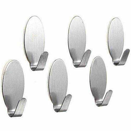 🔥6x Self Adhesive Metal Hooks Hanger Stick On Door Wall Bathroom