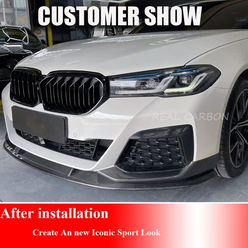 Divisores de labios de parachoques delantero de fibra de carbono aptos para BMW G30 M550i LCI M Sport 2021UP - Imagen 6 de 15