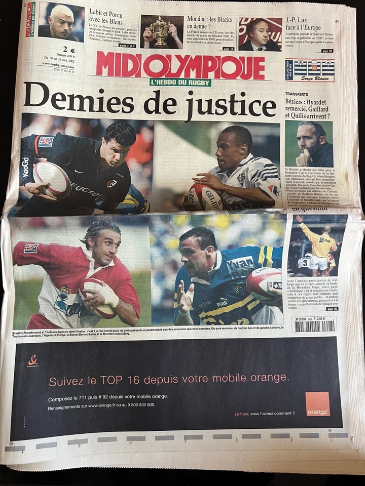 MIDI Olympique du 20/05/2002; Biarritz Olympique-Montferrand en 1/2 finales - Photo 1/1