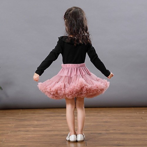 Skirts Solid Fluffy Tulle Princess Ball Gown Kids Ballet Party Performance Dress - Picture 3 of 39