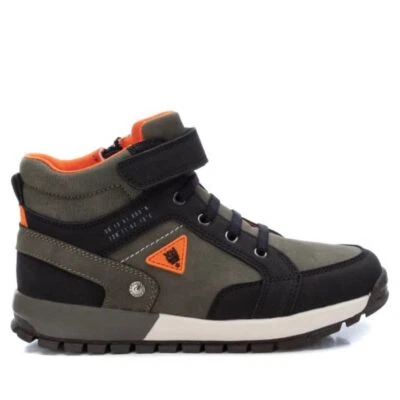 XTI Stiefel mit Riemchen, Reißverschluss und elastischen Schnürsenkeln (vegan), Kids - KAK (Khaki