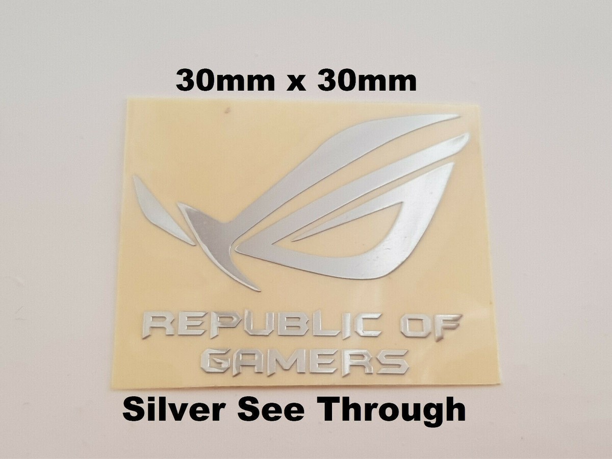 Asus Republic of Gamers Silver Chrome See Through Sticker 30 x