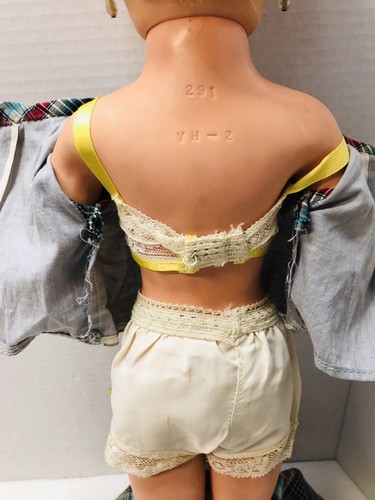 Vintage Hard Plastic 20” Doll w/ Dress 1950s Sleepy Blue Eyes VH-2 - Picture 7 of 9