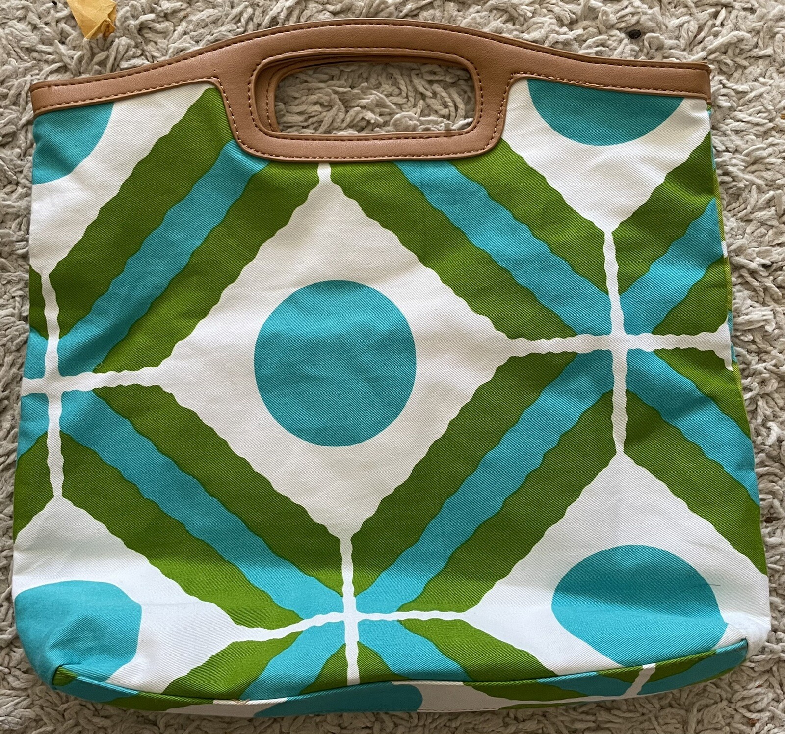 ECHO white green blue brown rectangular clutch ba… - image 1