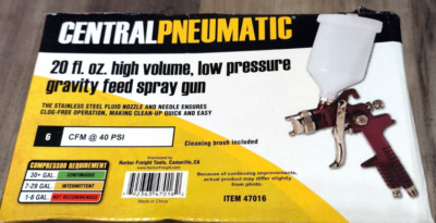CENTRAL PNEUMATIC 20 oz.HVLP Gravity Feed Air Spray Gun High Performance Pain AF
