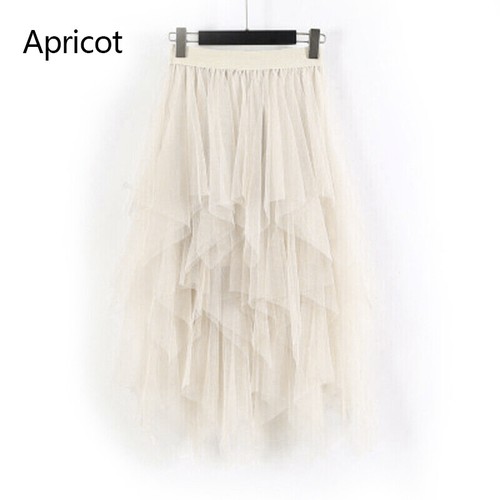 Mode Frauen Tüll Netz Rock Elastisch Hohe Taille Schichten Plissee Maxi Langes Kleid - Bild 18 von 18