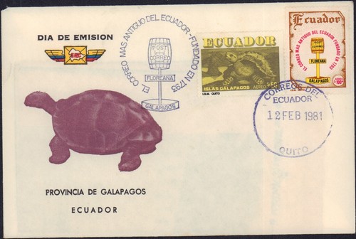 GALAPAGOS INSELN ECUADOR 1981 FLOREANA BRIEFKASTEN FDC COVER C719-C720