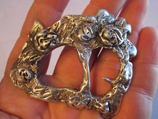 VINTAGE STERLING SILVER BELT BUCKLE - HAND MADE - 3" X 2 1/2" - 87 GRAMS - SCCC