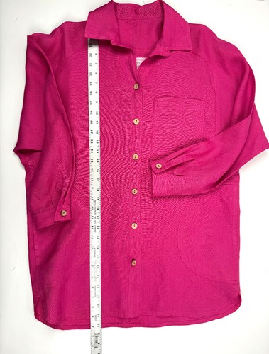 NWT NotPerfectLinen LIVORNO-2 Linen Long Sleeve Blouse / Magenta / S/M - Picture 6 of 9