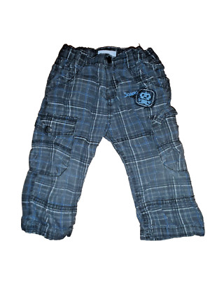Hose Grau karriert, gefüttert, Cargostyle, Größe 80 , Dopodopo,